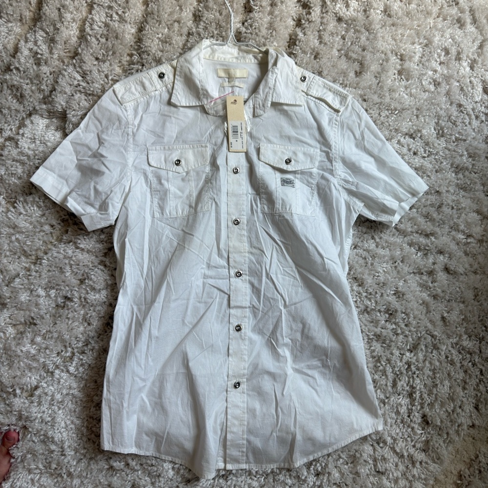Diesel White Casual Button Down Shirt